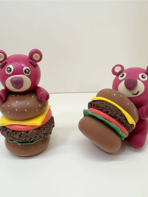 Playful Clay Bear Burger Stack