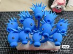 Playful Clay Blue Seahorses Cluster