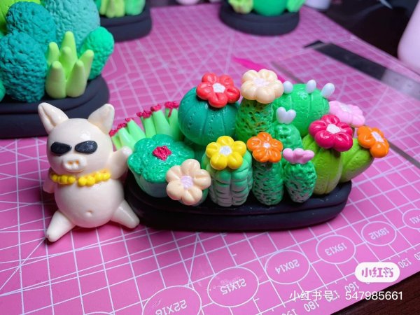 Playful Clay Cactus Garden with Character