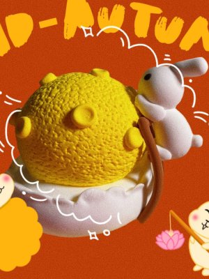 Playful Clay Mid-Autumn Festival Scene