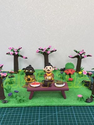 Playful Clay Picnic Scene with Trees