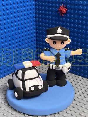 Playful Clay Police Officer with Car