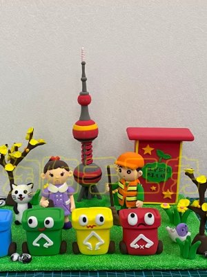 Playful Clay Recycling Scene with Characters