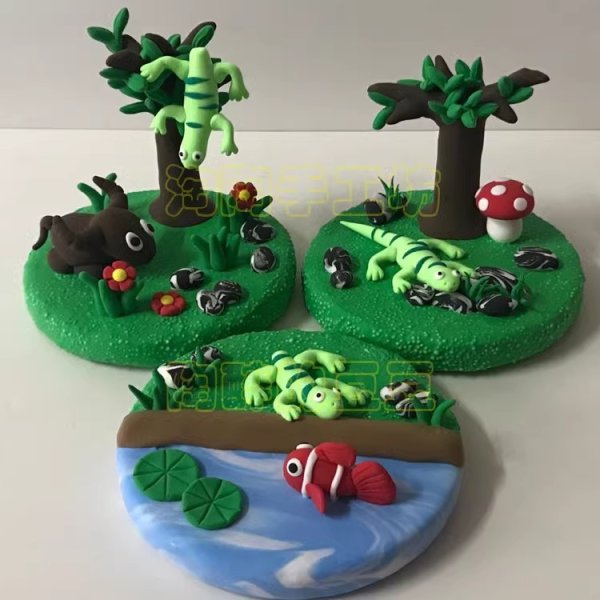 Playful Clay Scene with Animals