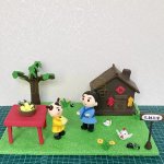 Playful Clay Scene with Characters and Animals