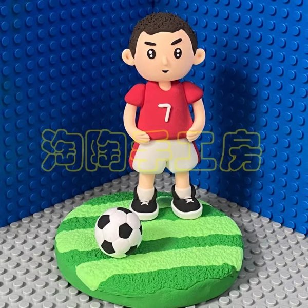 Playful Clay Soccer Player Figurine