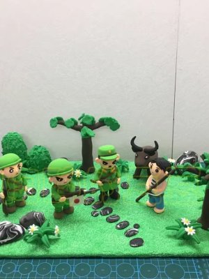 Playful Clay Soldiers and Villagers Scene