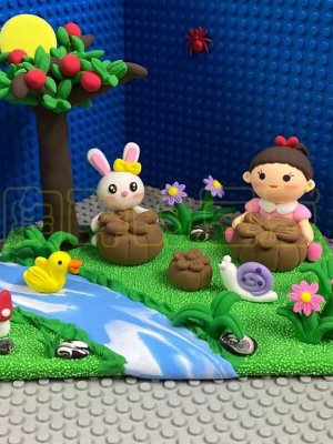 Whimsical Clay Garden Scene with Friends