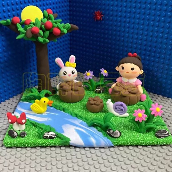 Whimsical Clay Garden Scene with Friends