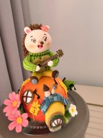 Whimsical Clay Hedgehog with Guitar