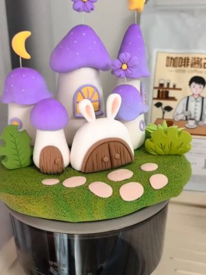 Whimsical Clay Mushroom House Set