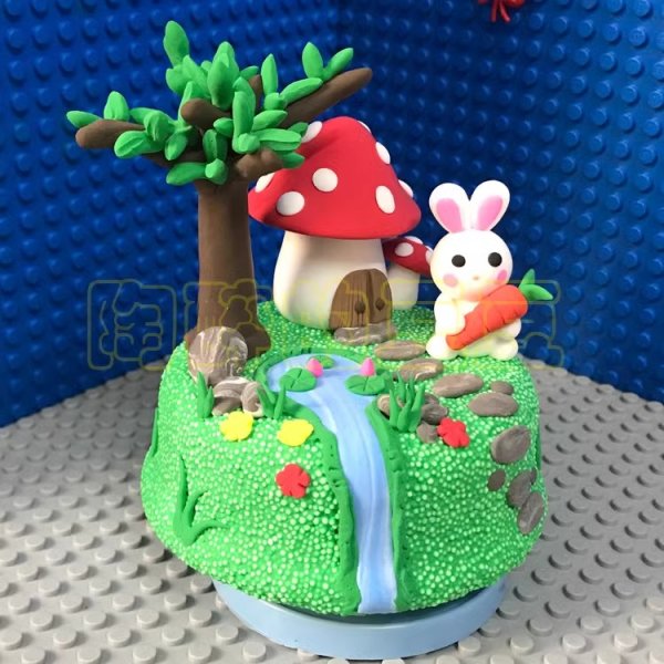 Whimsical Clay Mushroom Village Scene