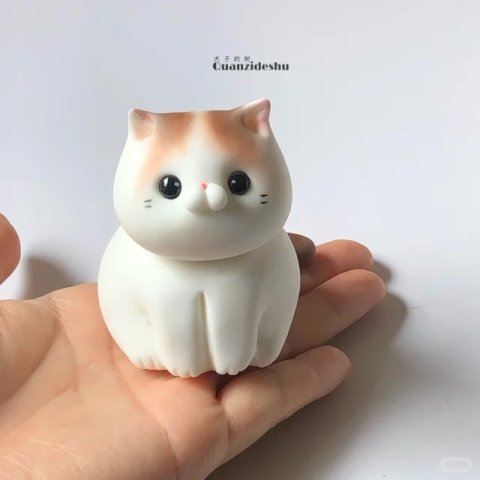 Adorable Clay Cat Figurine