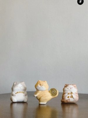 Adorable Clay Cat Figurines Set