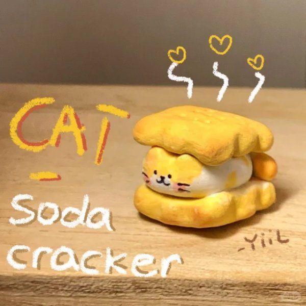 Adorable Clay Cat Soda Cracker