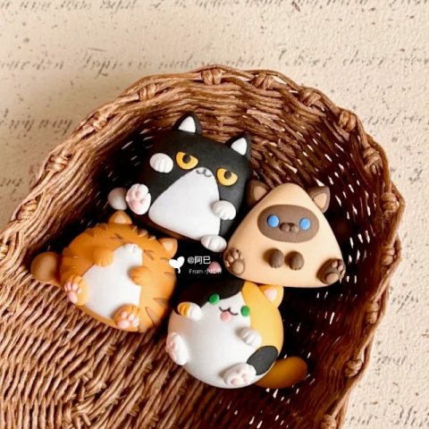 Cute Clay Cat and Animal Figurines