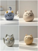 Whimsical Clay Cat Collection