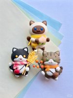 Whimsical Clay Cat Friends Collection