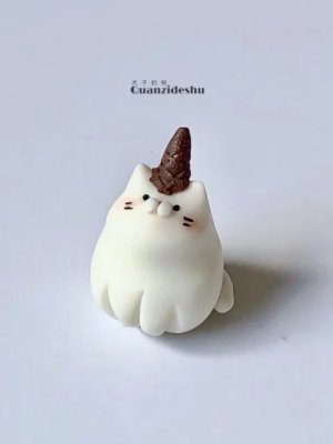 Whimsical Clay Unicorn Cat