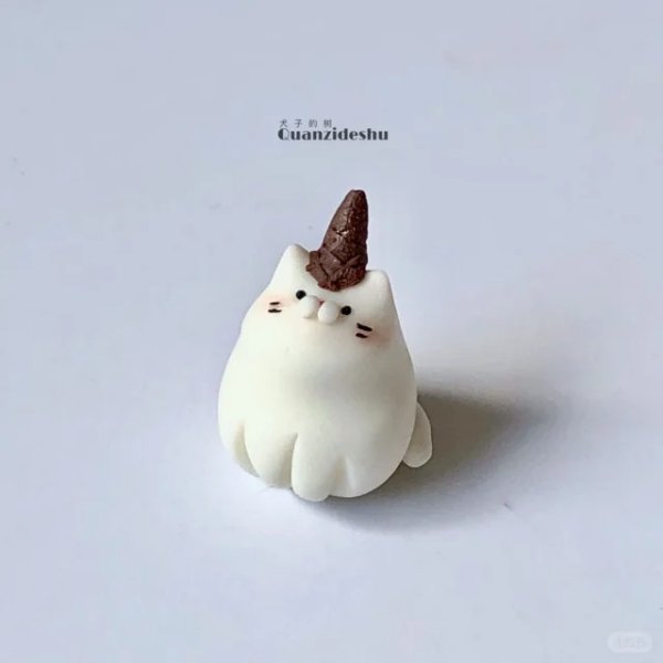 Whimsical Clay Unicorn Cat